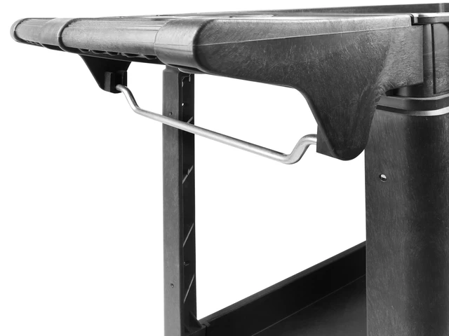 Alt view image 7 of 7 - Heavy Duty 2Shelf Service Cart 500 lb Capacity Polypropylene Utility Cart with 5" NonMarring Casters Deep Trays and BuiltIn Tool Storage for Garage Warehouse Workshop (80855)