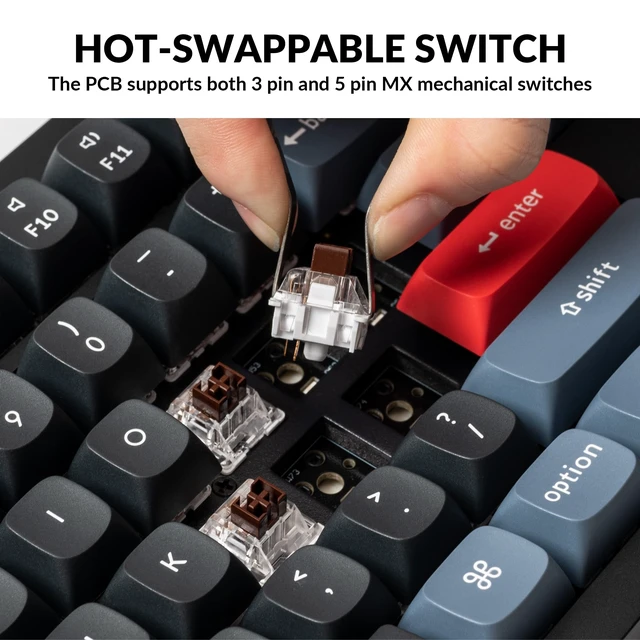 Alt view image 2 of 7 - V6 Wired Custom Mechanical Keyboard Knob Version, Full-size QMK/VIA Programmable Macro with Hot-swappable K Pro Brown Switch Compatible with Mac Windows Linux Black (Non-Transparent)