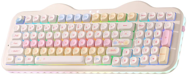 Main image of C98 Cute Cake Wireless Mechanical Keyboard(Beige, Milk Switch) | 99 Keys with Number Pad, Hot Swap, PBT MOA Keycaps, BT5.0/2.4G/USB-C, Gasket Mount, Custom RGB Backlit for Win/Mac