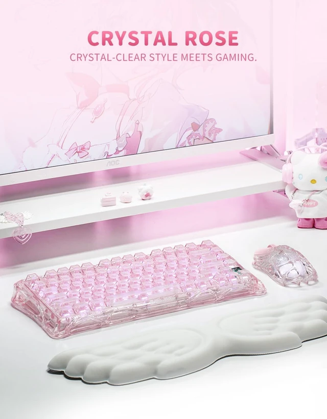 Alt view image 2 of 7 - Mercury K1 Lite 75% Wireless Mechanical Gaming Keyboard RGB | Gasket Mount, Hot Swappable Linear Switches, Creamy Sound Keyboard, 2.4GHz/USB-C/Bluetooth 5.0, for Win/MacCrystal Rose