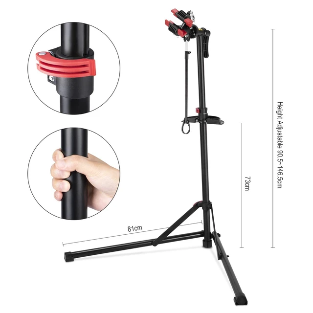 Alt view image 3 of 7 - Bike Repair Stand with Cleaner, Shop Home Bicycle Mechanic Maintenance Rack | Welded Head Height Adjustable for EBIKE Mountain Bikes and Road Bikes