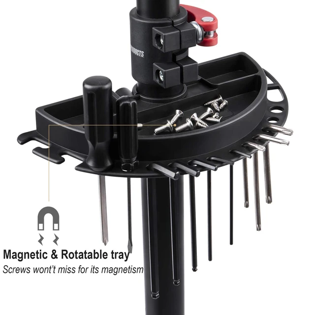 Alt view image 4 of 7 - Bike Repair Stand with Cleaner, Shop Home Bicycle Mechanic Maintenance Rack | Welded Head Height Adjustable for EBIKE Mountain Bikes and Road Bikes