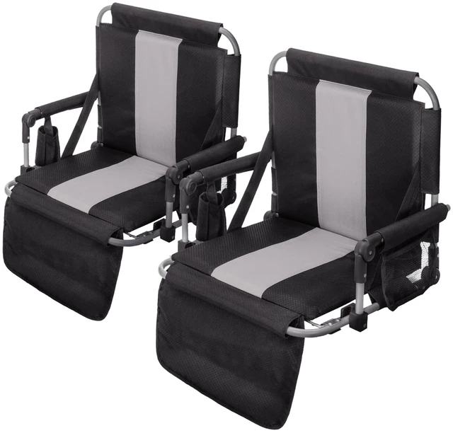 Main image of Stadium Seat for Bleachers 2 Pack W/ Back Support Armrest Cushion, Foldable | Portable Extra Wide Stadium Chairs with Back and Cushion Cup Holder Mesh Bag Hide Hooks,Thicken 600D Oxford,Carry/Handheld