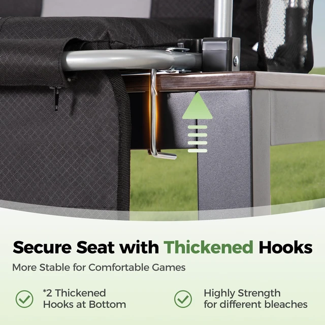 Alt view image 6 of 7 - Stadium Seat for Bleachers 2 Pack W/ Back Support Armrest Cushion, Foldable | Portable Extra Wide Stadium Chairs with Back and Cushion Cup Holder Mesh Bag Hide Hooks,Thicken 600D Oxford,Carry/Handheld