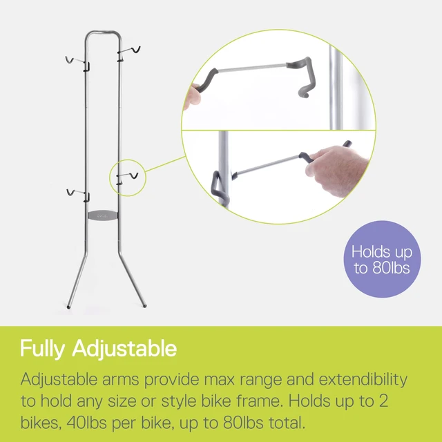 Alt view image 3 of 7 - Cycle Michelangelo 2 Bike Storage Rack - Gravity Fully Adjustable Bike Storage Garage For Road, MTB, and Hybrid Bicycles - Vertical Bike Rack Holds Up To 80 lbs