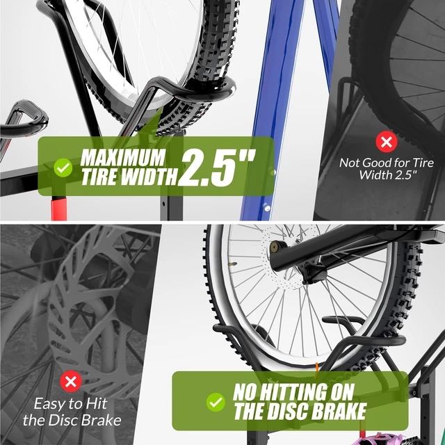 Alt view image 6 of 7 - 5-Bike Floor Stand, Adjustable Garage Bike Storage Rack | Steel Floor Rack Holds 5 Bikes With Tires Up To 2.5 Inches; Adjustable Crossbar And S-Hook Suit Garages, Indoors Or Outdoors