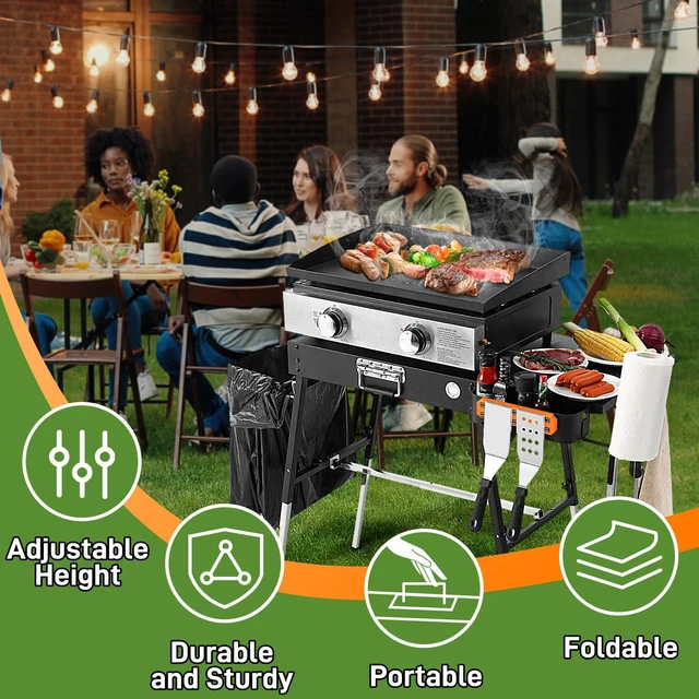 Alt view image 2 of 6 - Grill Table for Outside, Blackstone Griddle Stand with Trash Holder | Fit 17 or 22 Other Tabletop Grill, Folding Portable Ninja Grill Stand& Blackstone Table for Outdoor Tailgate, Camping