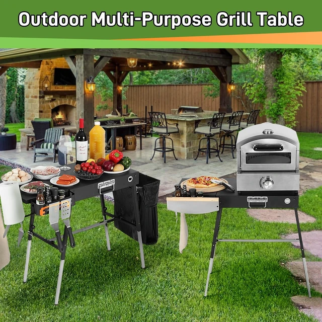 Alt view image 3 of 6 - Grill Table for Outside, Blackstone Griddle Stand with Trash Holder | Fit 17 or 22 Other Tabletop Grill, Folding Portable Ninja Grill Stand& Blackstone Table for Outdoor Tailgate, Camping