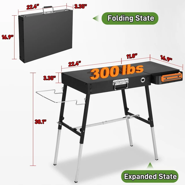 Alt view image 5 of 6 - Grill Table for Outside, Blackstone Griddle Stand with Trash Holder | Fit 17 or 22 Other Tabletop Grill, Folding Portable Ninja Grill Stand& Blackstone Table for Outdoor Tailgate, Camping