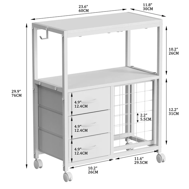 Alt view image 7 of 7 - 30 Vinyl Roll Holders for Cricut Cart, Rolling Craft Cart with 3 Fabric Drawer, Craft Organization and Storage Compatible with Cricut Maker Machine, Crafting Table Workstation, White, Patent Pending