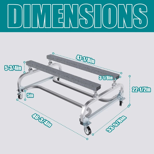 Alt view image 2 of 7 - 1000 LBS Capacity Watercraft PWC Dolly Boat Jet Ski Stand Storage Trailer Watercraft Cart Watercraft Dolly PWC Dock Slipway Cart Adjustable Bunks W/ 4 Casters and 2 Brakes