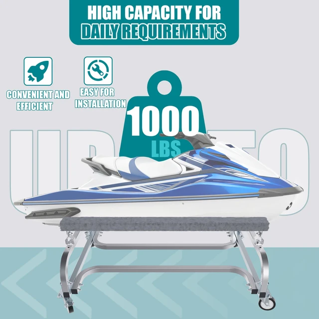 Alt view image 4 of 7 - 1000 LBS Capacity Watercraft PWC Dolly Boat Jet Ski Stand Storage Trailer Watercraft Cart Watercraft Dolly PWC Dock Slipway Cart Adjustable Bunks W/ 4 Casters and 2 Brakes