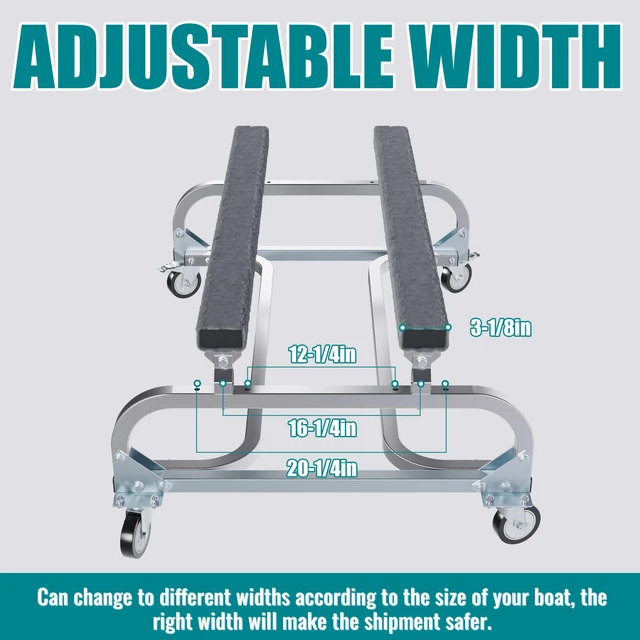 Alt view image 3 of 7 - 1000 LBS Capacity Watercraft PWC Dolly Boat Jet Ski Stand Storage Trailer Watercraft Cart Watercraft Dolly PWC Dock Slipway Cart Adjustable Bunks W/ 4 Casters and 2 Brakes