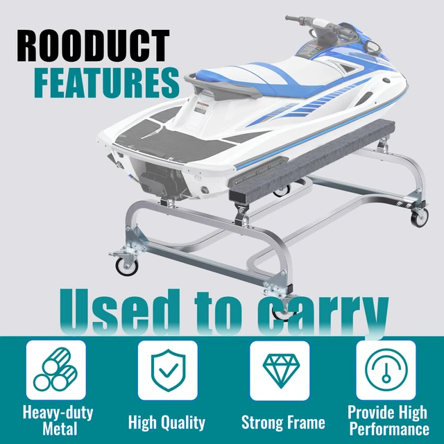 Alt view image 6 of 7 - 1000 LBS Capacity Watercraft PWC Dolly Boat Jet Ski Stand Storage Trailer Watercraft Cart Watercraft Dolly PWC Dock Slipway Cart Adjustable Bunks W/ 4 Casters and 2 Brakes