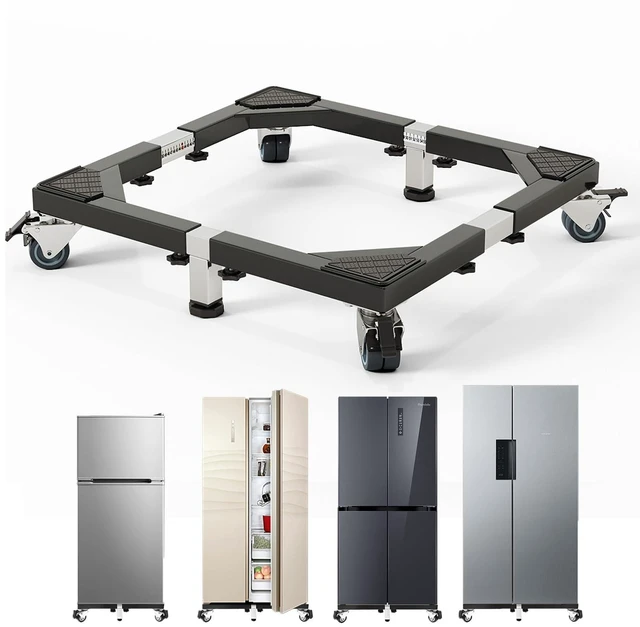 Main image of Heavy Duty All Steel Fridge Stand Mobile Base with Wheels Adjustable Washing Machine Stand Multi-Functional Base Furniture Dolly for Refrigerator Washer and Dryer (Black/Large)