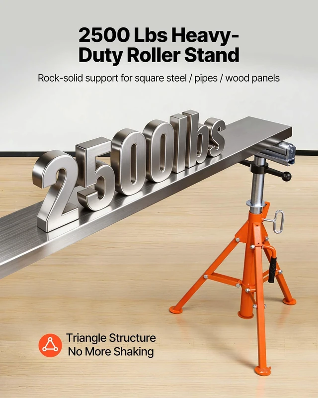 Alt view image 2 of 7 - Heavy Duty Roller Stand for Woodworking Metalworking Outfeed | 2500 lbs Load Capacity, 28-52" Height Adjustment, Folding & Portable Design, for Long Boards, Metal Pipes or Bars
