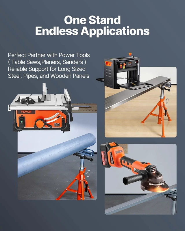 Alt view image 4 of 7 - Heavy Duty Roller Stand for Woodworking Metalworking Outfeed | 2500 lbs Load Capacity, 28-52" Height Adjustment, Folding & Portable Design, for Long Boards, Metal Pipes or Bars