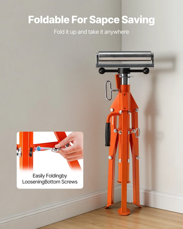 Alt view image 6 of 7 - Heavy Duty Roller Stand for Woodworking Metalworking Outfeed | 2500 lbs Load Capacity, 28-52" Height Adjustment, Folding & Portable Design, for Long Boards, Metal Pipes or Bars