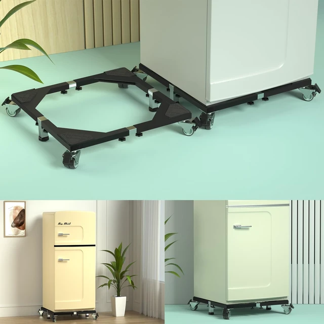 Alt view image 7 of 7 - Heavy Duty All Steel Fridge Stand Mobile Base with Wheels Adjustable Washing Machine Stand Multi-Functional Base Furniture Dolly for Refrigerator Washer and Dryer (Black/Large)