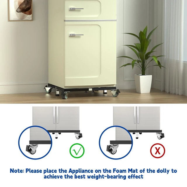 Alt view image 6 of 7 - Heavy Duty All Steel Fridge Stand Mobile Base with Wheels Adjustable Washing Machine Stand Multi-Functional Base Furniture Dolly for Refrigerator Washer and Dryer (Black/Large)