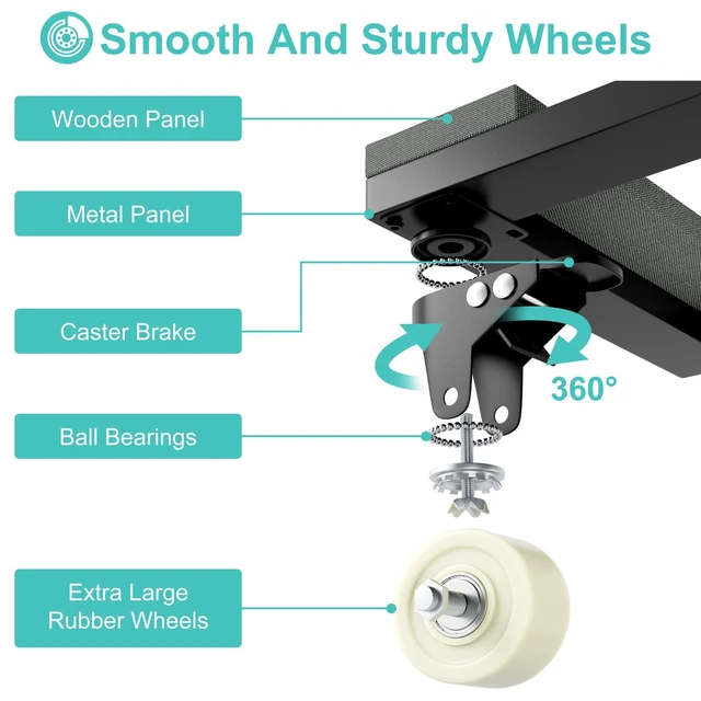 Alt view image 5 of 7 - Heavy Duty Moving Furniture Dolly Set of 2, Adjustable Mover Cart | Metal Moving Dollies with 4 Locking 360° Swivel Wheels, Adjustable Frame & Wooden Padded Top for Home Office Heavy Appliances
