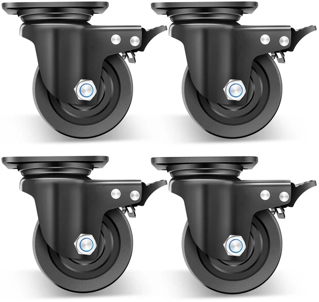 Main image of 4-Inch Heavy Duty Casters Set of 4, Industrial Grade Casters Wheels 7000 LBS, Low Gravity Plate Swivel Caster with Brake, Sturdy & Corrosion-Resistant Nylon Wheels for Industrial, Equipment