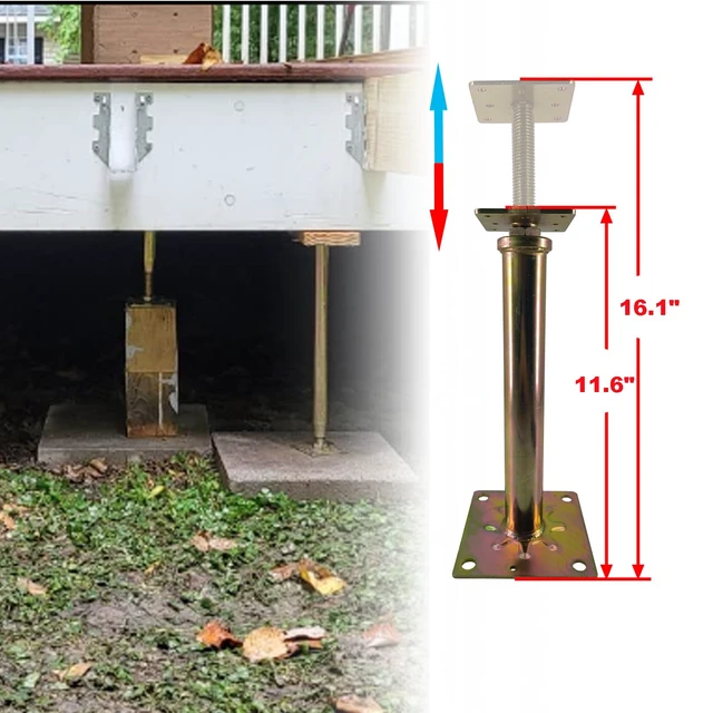 Alt view image 4 of 7 - 6 PCS House Floor Jacks Post Pole for Leveling, 11" - 16" Height Range, 6 ton Min and Max Height Capacity, Galvanized, 6 Pack