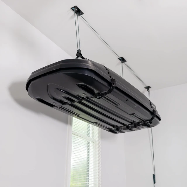 Main image of Cargo Box Hoist, Garage Pulley Lift System, Holds 150 lb | Cargo Box Storage, Cargo Box Ceiling Hoist, Garage Ceiling Hoist, Holds 150 lb, Fits All Garage Heights