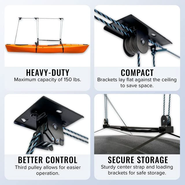 Alt view image 2 of 6 - Cargo Box Hoist, Garage Pulley Lift System, Holds 150 lb | Cargo Box Storage, Cargo Box Ceiling Hoist, Garage Ceiling Hoist, Holds 150 lb, Fits All Garage Heights