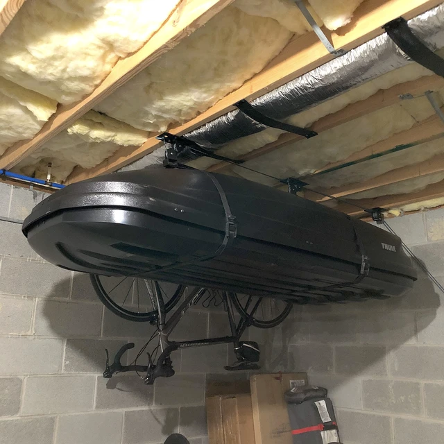 Alt view image 6 of 6 - Cargo Box Hoist, Garage Pulley Lift System, Holds 150 lb | Cargo Box Storage, Cargo Box Ceiling Hoist, Garage Ceiling Hoist, Holds 150 lb, Fits All Garage Heights