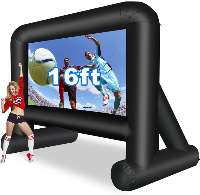 Main image of 16 Feet Inflatable Movie Screen Outdoor, Indoor Projection Screen | Blow Up Screen, With Air Blower, Tie-Downs and Storage Bag, Easy Set up, Backyard Movie Night, Theme Party, Celebrations