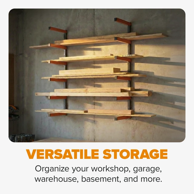 Alt view image 5 of 7 - Wood Rack, 6-Level Wall Mount Lumber Storage Rack for Wood Storage | Heavy duty wall mounted lumber storage rack for garage organization; 6-level wood rack design workshop organizers