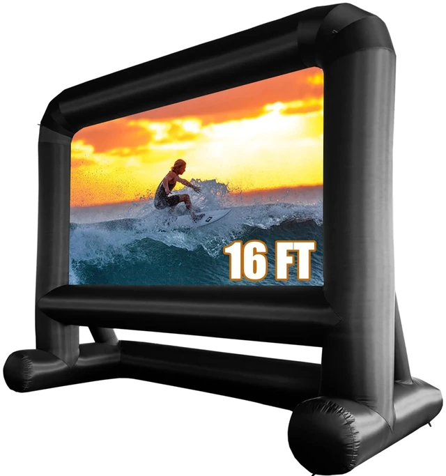 Main image of 16 FT Outdoor Inflatable Projector Screen One-Piece Design, Easy Setup Blow-Up Screen with Quiet Fan, Perfect for Backyard Movie Nights & Events (Stable Base)