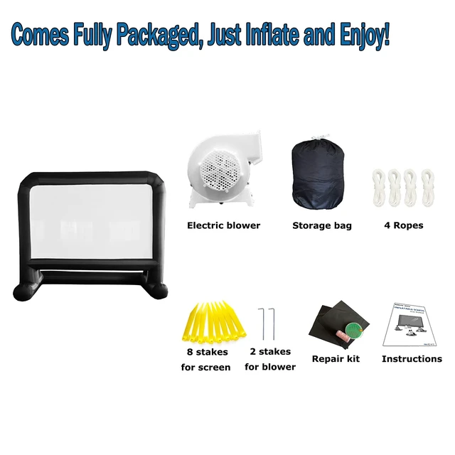 Alt view image 4 of 6 - 16 FT Outdoor Inflatable Projector Screen One-Piece Design, Easy Setup Blow-Up Screen with Quiet Fan, Perfect for Backyard Movie Nights & Events (Stable Base)