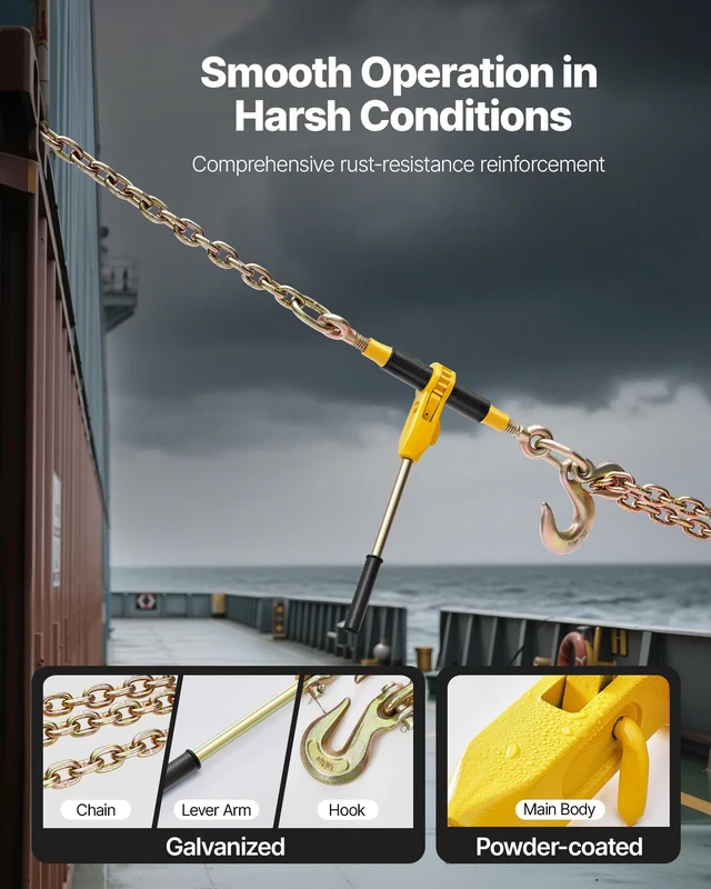 Alt view image 4 of 7 - Ratchet Chain Binder, 9200 lbs Working Load, Chain Binders Compatible with 3/8 in - 1/2 in Chains, Heavy Duty Ratchet Load Binder with Handles for Truck, Tie Down, Hauling, Towing, Logging