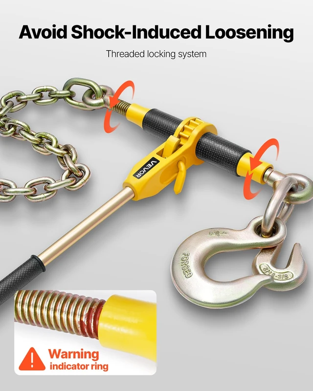 Alt view image 5 of 7 - Ratchet Chain Binder, 9200 lbs Working Load, Chain Binders Compatible with 3/8 in - 1/2 in Chains, Heavy Duty Ratchet Load Binder with Handles for Truck, Tie Down, Hauling, Towing, Logging
