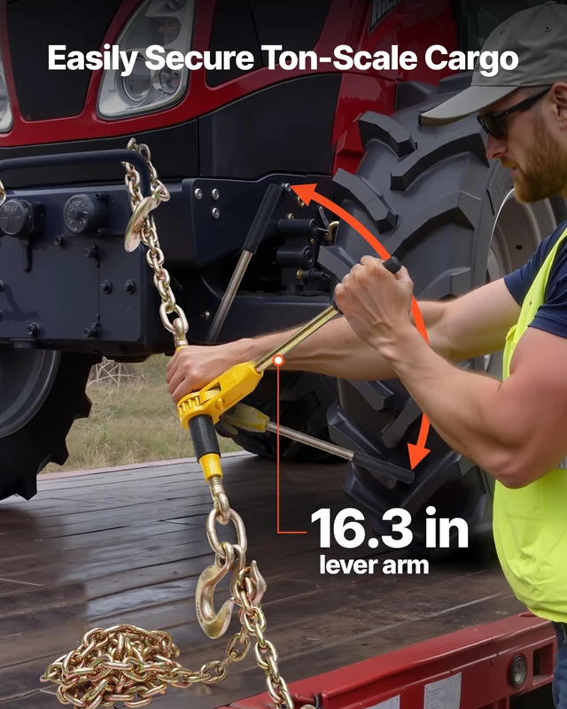Alt view image 6 of 7 - Ratchet Chain Binder, 9200 lbs Working Load, Chain Binders Compatible with 3/8 in - 1/2 in Chains, Heavy Duty Ratchet Load Binder with Handles for Truck, Tie Down, Hauling, Towing, Logging