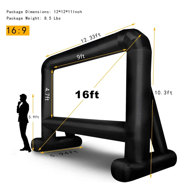 Alt view image 3 of 6 - Inflatable Movie Screen Outdoor, Inflatable Projection Screen 16FT | Mega Blow Up Screen for Backyard Movie Night, Theme Parties, Celebrations,Quiet Fan,Storage Bag, Easy Set up
