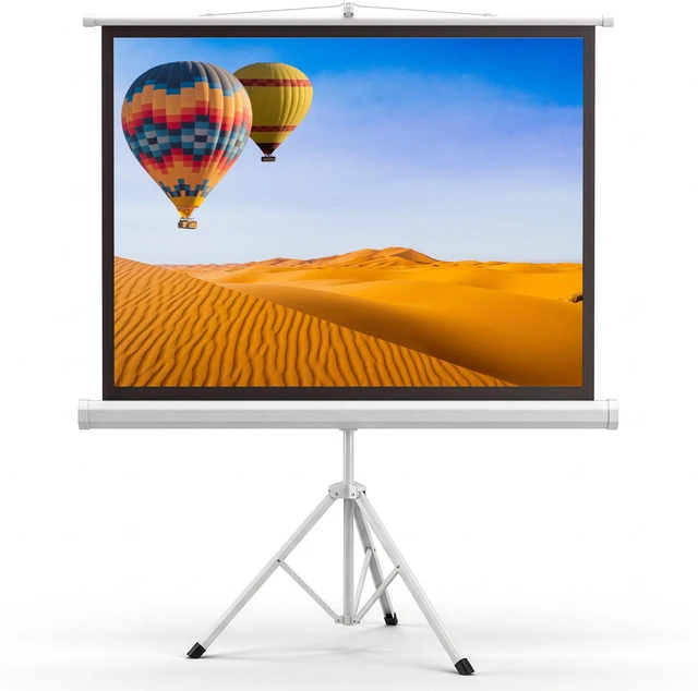Main image of 50 Inch Portable Projector Screen with Tripod Stand Lightweight, Durable, Easy Pull Setup Mobile Projection Screen with 4:3 Aspect Ratio, White Matte Fabric for Indoor/Outdoor Use