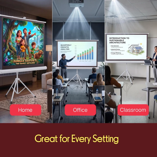 Alt view image 3 of 7 - 50 Inch Portable Projector Screen with Tripod Stand Lightweight, Durable, Easy Pull Setup Mobile Projection Screen with 4:3 Aspect Ratio, White Matte Fabric for Indoor/Outdoor Use