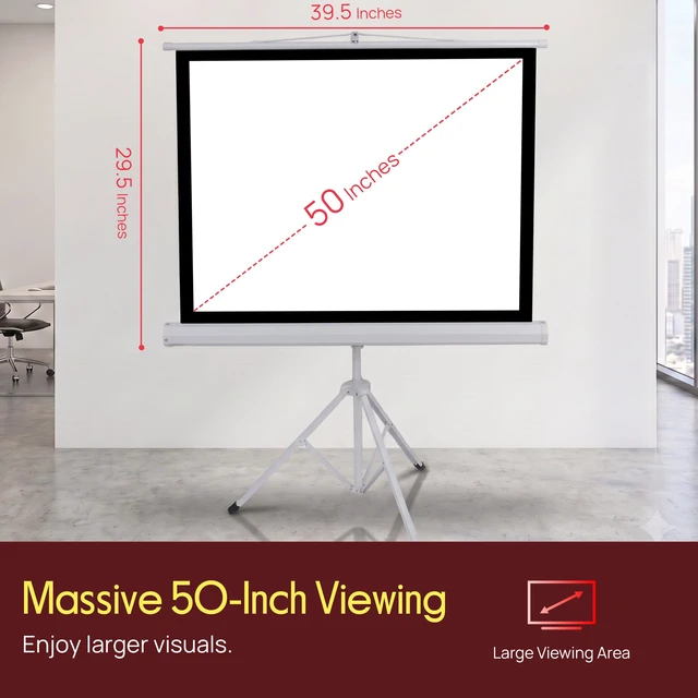 Alt view image 4 of 7 - 50 Inch Portable Projector Screen with Tripod Stand Lightweight, Durable, Easy Pull Setup Mobile Projection Screen with 4:3 Aspect Ratio, White Matte Fabric for Indoor/Outdoor Use
