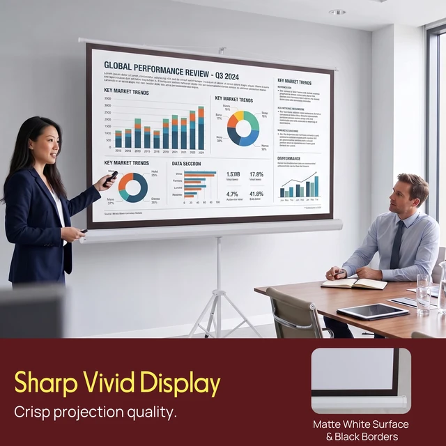 Alt view image 6 of 7 - 50 Inch Portable Projector Screen with Tripod Stand Lightweight, Durable, Easy Pull Setup Mobile Projection Screen with 4:3 Aspect Ratio, White Matte Fabric for Indoor/Outdoor Use