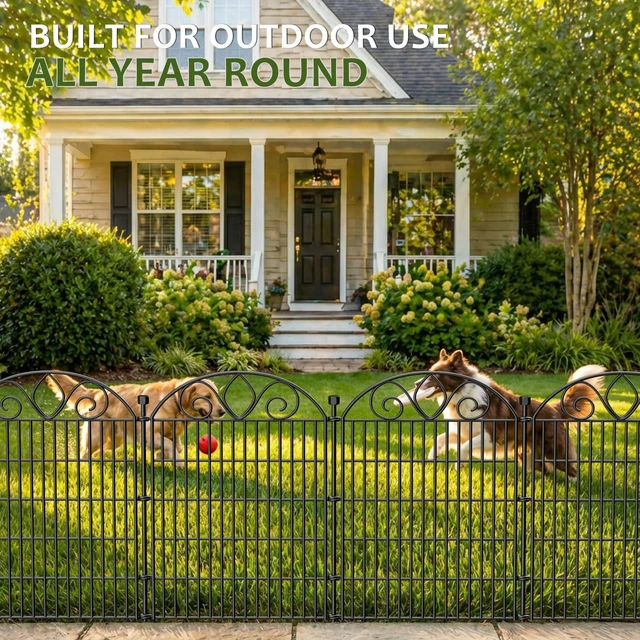 Alt view image 3 of 7 - No Dig Garden Fence Outdoor for Yard, 10 Panels | 34in(H) x22ft(L) Rustproof Metal Animal Barrier, Temporary Dog Fence, Decorative Fencing for Flower Bed, Patio, and Pet