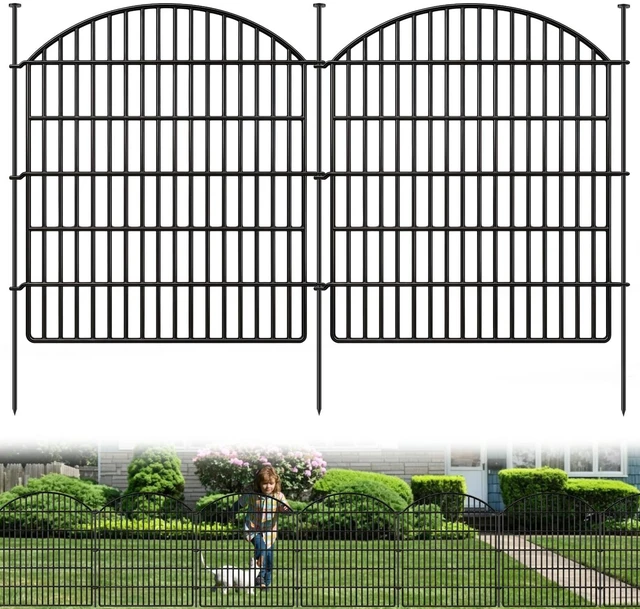 Main image of 10 Panels Garden Fence Animal Barrier, 33 in(H) X 24 ft(L) Dog Fence Outdoor for Yard Rustproof No Dig Fencing Decorative Metal Wire Panel Border for Rabbits, Flower Bed Patio Temporary Ground Stakes