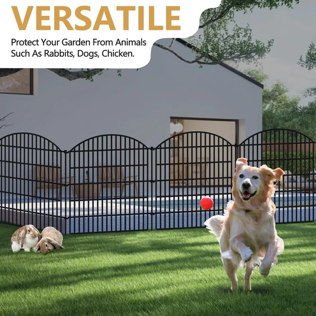 Alt view image 7 of 7 - 10 Panels Garden Fence Animal Barrier, 33 in(H) X 24 ft(L) Dog Fence Outdoor for Yard Rustproof No Dig Fencing Decorative Metal Wire Panel Border for Rabbits, Flower Bed Patio Temporary Ground Stakes
