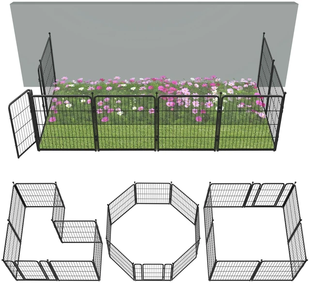 Main image of No Dig Garden Fence, Outdoor for Yard, 32in(H) x 18.2ft(L), 8 Panels | Heavy-duty Metal Animal Barrier, Dog-friendly yard, Flower bed protection, Flexible layout, Decorative