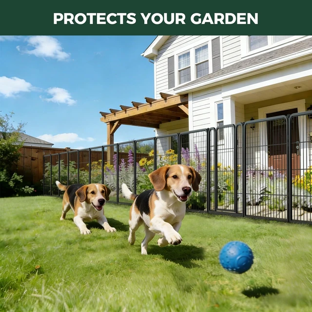 Alt view image 3 of 6 - No Dig Garden Fence, Outdoor for Yard, 32in(H) x 18.2ft(L), 8 Panels | Heavy-duty Metal Animal Barrier, Dog-friendly yard, Flower bed protection, Flexible layout, Decorative