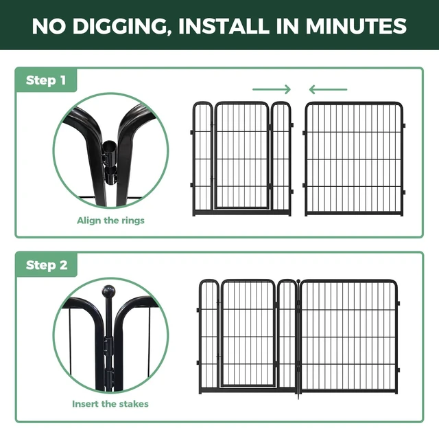 Alt view image 4 of 6 - No Dig Garden Fence, Outdoor for Yard, 32in(H) x 18.2ft(L), 8 Panels | Heavy-duty Metal Animal Barrier, Dog-friendly yard, Flower bed protection, Flexible layout, Decorative
