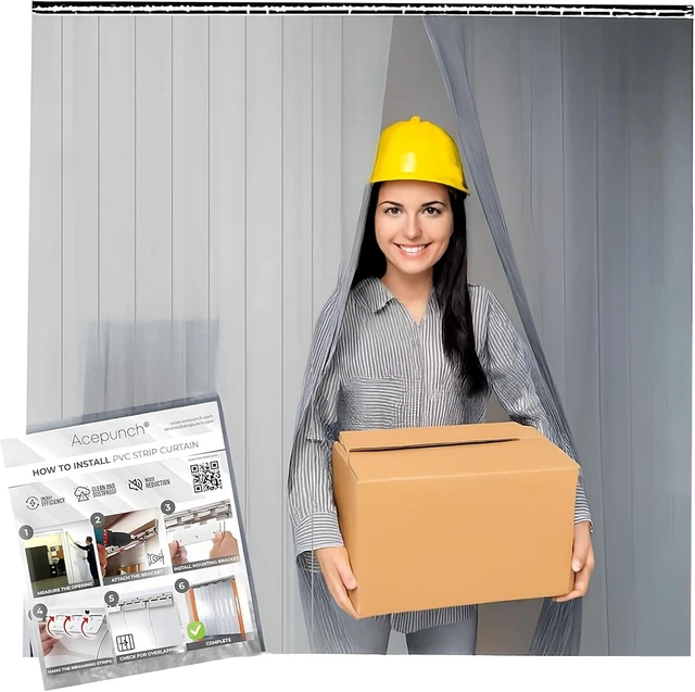 Main image of Clear Kit PVC Smooth Plastic Strip Door Curtain 6x7 ft. (72x84.2 in) Standard Clear Waterproof Commercial Walk in Freezers Warehouse Garage Gate Doorway Clean Rooms Heavy Duty Vinyl 1173