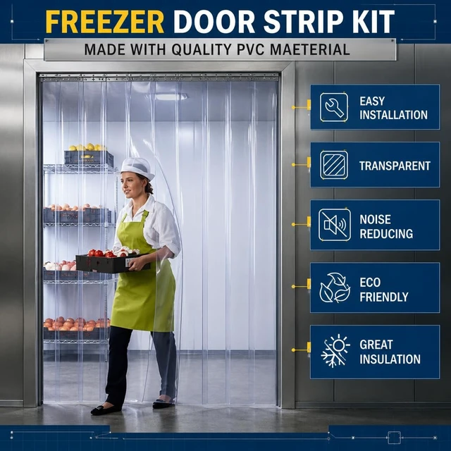 Alt view image 6 of 7 - Clear Kit PVC Smooth Plastic Strip Door Curtain 6x7 ft. (72x84.2 in) Standard Clear Waterproof Commercial Walk in Freezers Warehouse Garage Gate Doorway Clean Rooms Heavy Duty Vinyl 1173